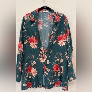 Flynn Skye Floral Blazer with Red and Pink Accents
